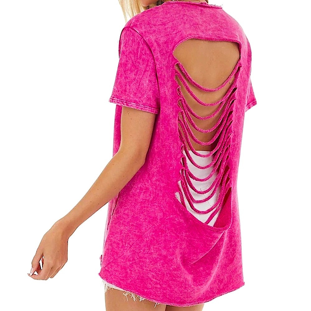 🆕🩷BLUE BUTTERCUP: Mulberry Mineral Wash Top With Cut Outs MEDIUM